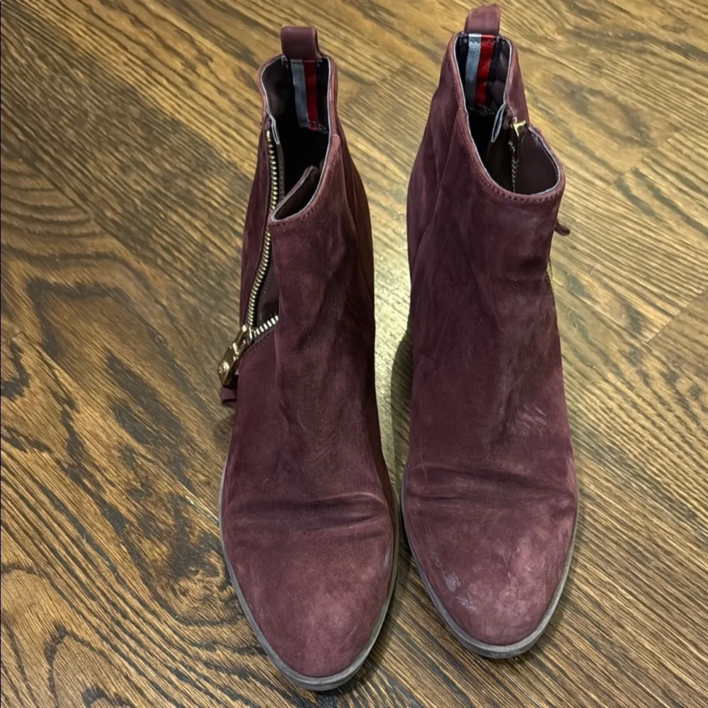 **Tommy Hilfiger Burgundy Ankle Boots** - Picture 1 of 5
